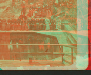 [Group of tourists posing beside the spring.] [ca. 1885] 1870?-1890?