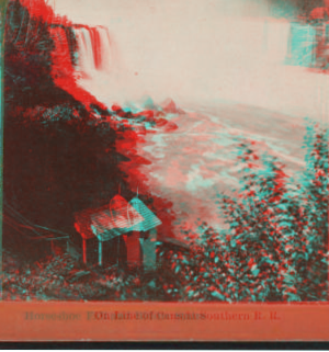 Horseshoe Fall and Biddle Stairs on line of Canada Southern R. R.. 1865?-1880?