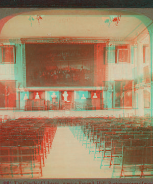 The cradle of liberty, interior, Faneuil Hall, Boston--scene of epoch-making meetings of two centuries. 1859?-1915? 1903