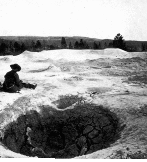 Yellowstone National Park, Wyoming. Mud puffs in Lower Geyser Basin. 1872. U.S. Geological and Geographical Survey of the Territories (Hayden Survey)