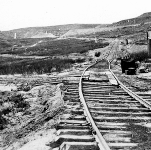 The Old Z, or a portion of the track at the head of Echo before the completion of the tunnel. Summit County, Utah. 1869