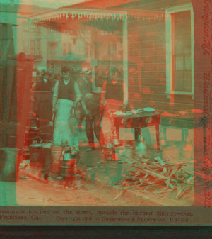 A Restaurant kitchen on the street, outside the burned district, San Francisco, Cal. 1906