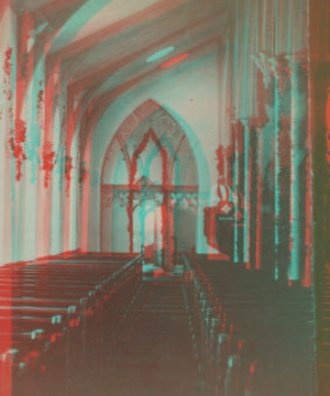 [View of a garland-draped church interior.] 1869?-1890? ca. 1875