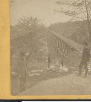 View looking south on the Trestle Bridge, at East Tarry Town, N.Y. on the New York, Boston & Montreal  Railway. [ca. 1873] [1865?-1915?]