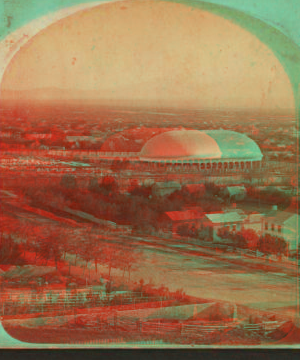 West side of Salt Lake City, from Arsenal Hill, looking south-west. Oquirrh, or West Mountains in distance. 1863?-1880?