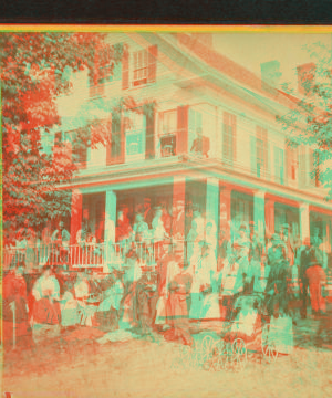 [Group of tourists in front of the Hotel.] 1865?-1885?