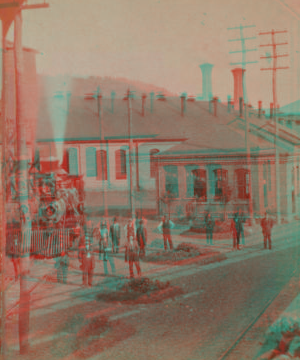 [Erie Railroad switching yard.] [1869?-1880?]