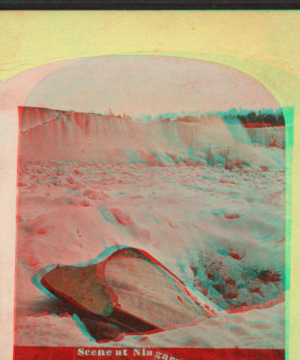 Scene at Niagara Falls. [Falls with snow and ice.] [1860?-1885?]