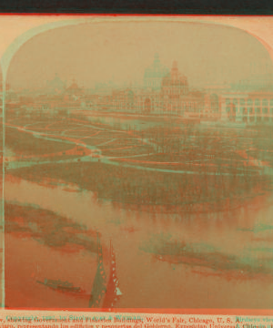 Bird's-eye view showing Government and Fisheries buildings, World's Fair, Chicago, U.S.A. 1893