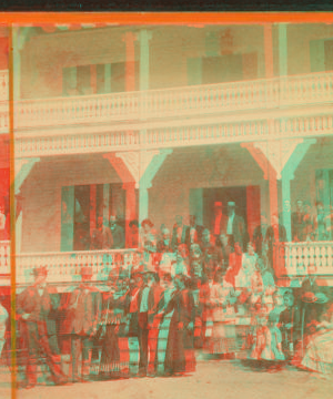 Glendon House. Group posing in front. 1870?-1895?