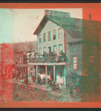 Petroleum Centre. [View of U.S. Hotel and shops.] [1860?-1910?]