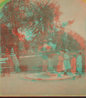 Drinking fountain on the mall. 1860?-1905?