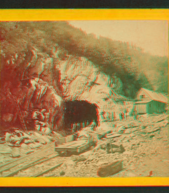 East end of tunnel, showing bed of road. 1865?-1885