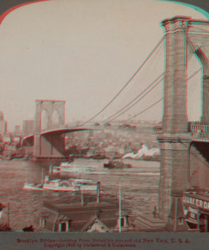 Brooklyn Bridge, looking from Brooklyn toward old New York, U.S.A. c1902 [1867?-1910?]