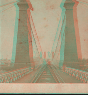 Suspension Bridge, Niagara [railroad tracks]. [1859?-1885?]