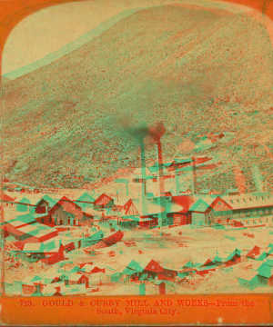 Gould & Curry mill and works--from the south, Virginia City. 1867?-1920?