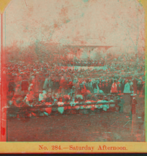 Saturday afternoon. [Crowd at an event at the music pavilion.] 1860?-1905?