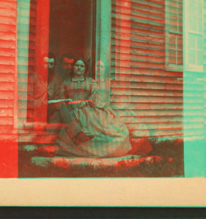 [Portrait of an unidentified couple sitting in the doorway of a house, Casco Bay, Maine.] 1865?-1882?