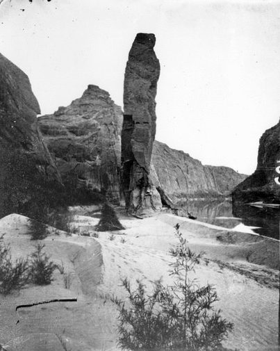 Colorado River, Glen Canyon, Sentinel Rock. Mouth of Sentinel Creek, between the Crossing of the Fathersand the Paria, right bank.