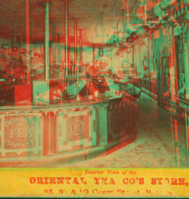 Interior view of the Oriental Tea Co's store. 1859?-1885?