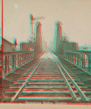 Suspension Bridge, Niagara [railroad tracks]. [1859?-1885?]