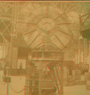 The great light house lens mounted for work, Electric building, World's Columbian Exposition. 1893