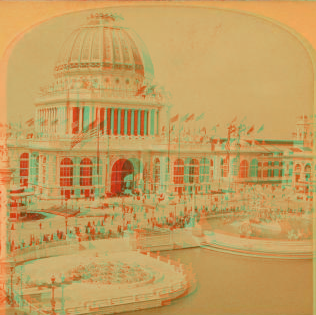 Administration building and fountains from Agricultural building, Columbian Exposition. 1893