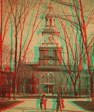 Rear of Independence Hall. (With two boys on tricycles.) 1865?-1880?