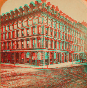 Cosmopolitan Hotel, cor. Bush and Sansome Streets. [ca. 1872] 1865-1880?