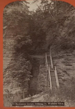 Entrance gorge, looking in, Watkins Glen. [1865?-1905?]