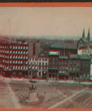 Union Square & 4th Avenue, looking North-east. From the Domestic Sewing Machine Co.'s building. 1870?-1885? [1873?]