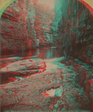 Raceway above the rapids, looking up, Ausable [Au Sable] Chasm. 1870?-1885?