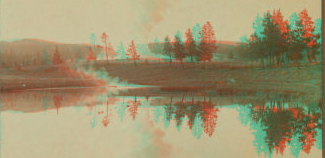 Mirrored beauty of majestic 'Old Faithful,' east to Continental Divide, Yellowstone Park, U.S.A. 1901, 1903, 1904