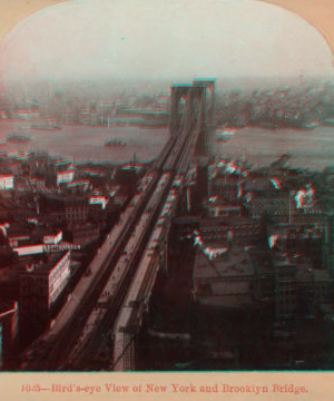 Bird's-eye view of New York and Brooklyn Bridge. [1867?-1910?]