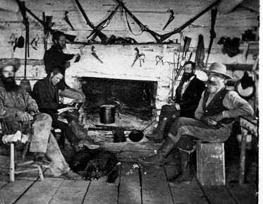 Interior of Sawtell's ranch at Henrys Lake. Fremont County, Idaho. 1872.