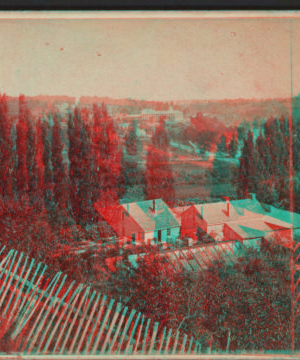 View from the museum grounds, Canada side. Clifton House in the distance. [Niagara Falls.] [1859?-1885?] [ca. 1860]