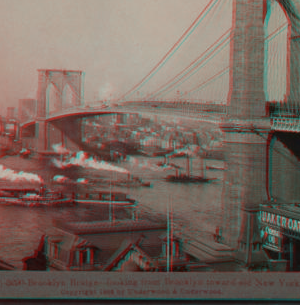 Brooklyn Bridge, looking from Brooklyn toward old New York. c1902 [1867?-1910?]