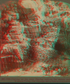 Climbing up, the steep zig-zag Trail, at the eastern end of Yosemite Valley, Cal. 1893-1904