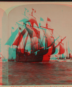 Columbus' flagship "Santa Maria," Columbus Naval parade, New York Harbor, U.S.A. c1896 [1858?-1915?]