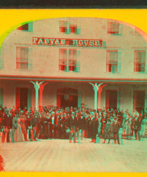 Group on Fabyan House Piazza. 1870?-1889?