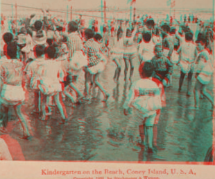 Kindergarten on the beach, Coney Island, U.S.A. c1891 [1865?]-1919