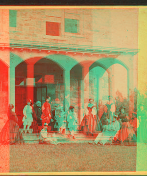 [Family gathering in the front porch.] 1860?-1869?