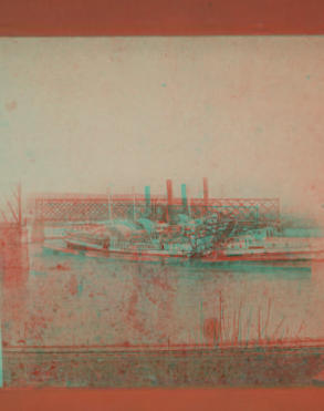 [The steamboat "City of Hartford" after a collision with a bridge.] 1876 1869?-1885?