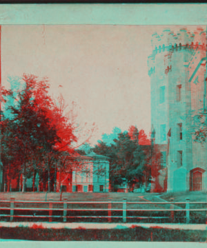 [Turretted building and smaller building, possibly Yale.] 1865?-1890?