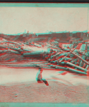 Logs washed over the dam, west side of the bridge, Glens Falls, N.Y. [1860?-1880?]