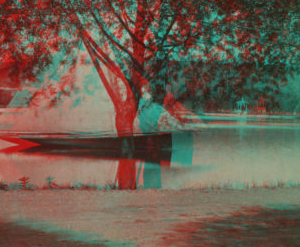 Boat on Lake Eldridge. [Preaching?] stand in rear. [1865?-1880?]