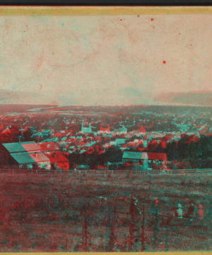 General view of Ithaca, Cayuga Lake in the distance. [1865?1880?]