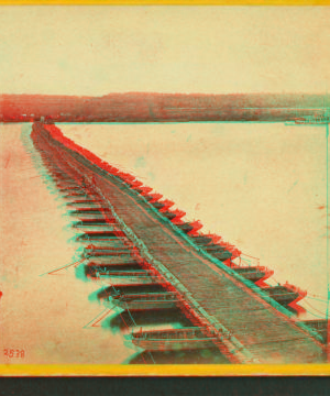 View of James River pontoon bridge, from south side, above Jones' Landing. 1861-1865