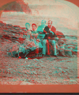 [Tourists posing at Niagara Falls.] [1859?-1885?] [ca. 1870]