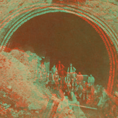 [Workers at mouth of tunnel.] 1865?-1885